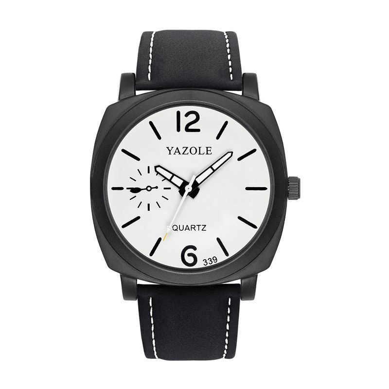 339 Sports Casual Cadran Simple Affichage Lumineux Bracelet En Cuir Pu Étanche Hommes Montre À Quartz