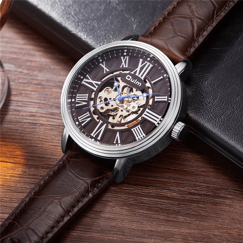 3688 Montre Mécanique Automatique En Cuir Véritable Montre-bracelet Pour Homme De Style Professionnel