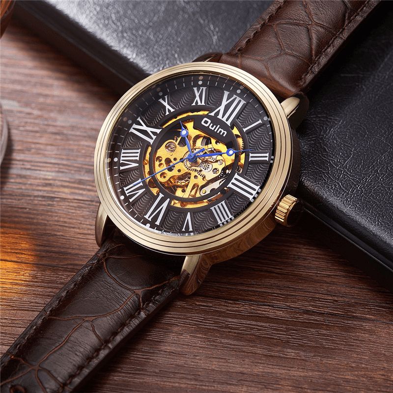 3688 Montre Mécanique Automatique En Cuir Véritable Montre-bracelet Pour Homme De Style Professionnel