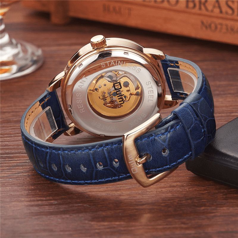 3688 Montre Mécanique Automatique En Cuir Véritable Montre-bracelet Pour Homme De Style Professionnel