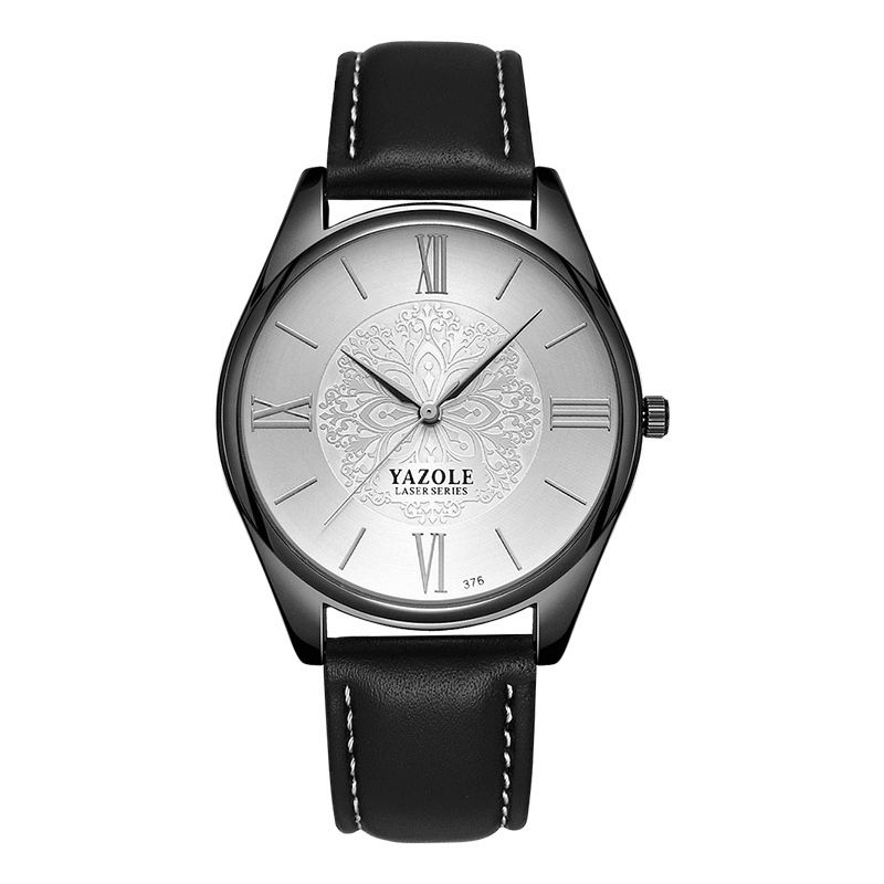 376 Mode Simple Cadran Bracelet En Cuir Hommes Montre À Quartz Montre