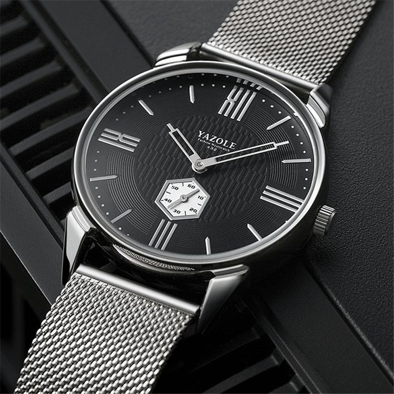 432 Hommes Montre Vintage Business Casual Bande De Cuir 3atm Étanche Montre À Quartz À Deux Mains