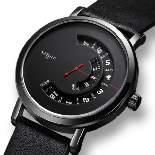 509 Turntable Design Mode Bracelet En Cuir Aiguille Rouge Hommes Montre À Quartz Décontractée