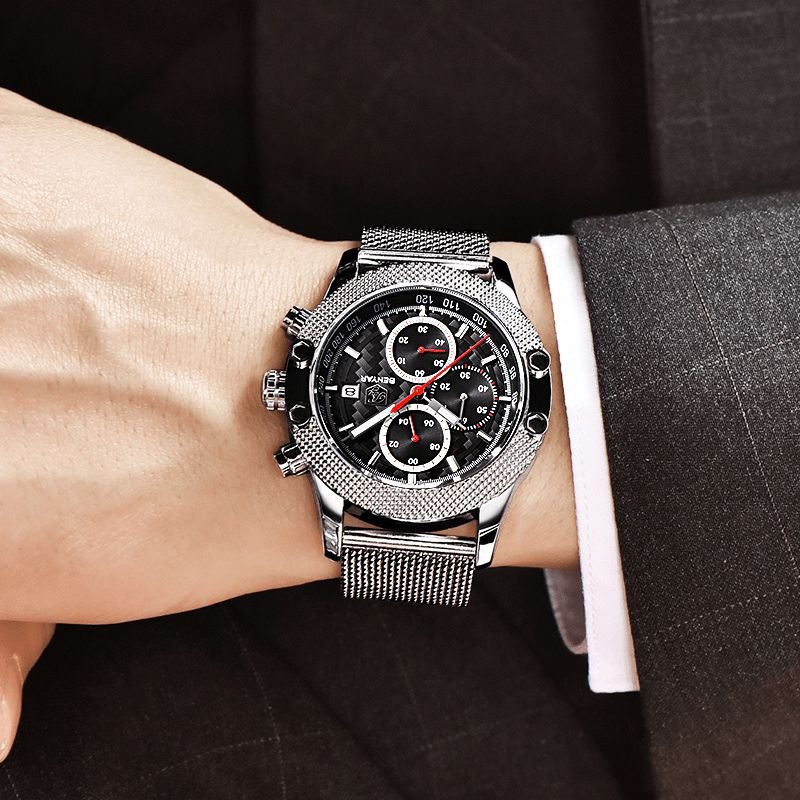 5109m Mode Hommes Montre Chronographe 3atm Étanche Bracelet En Acier Inoxydable Montre À Quartz