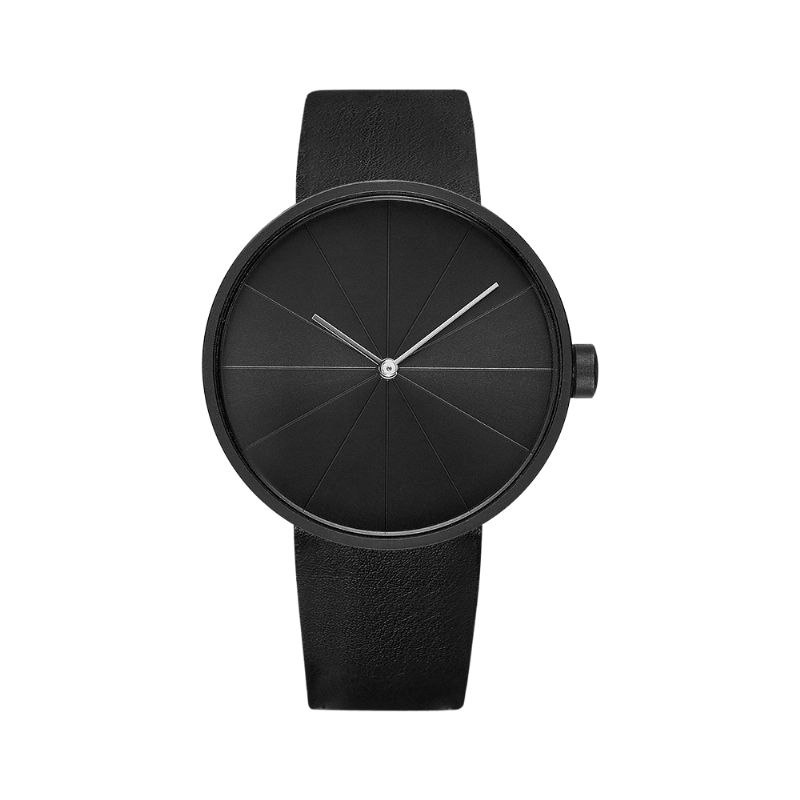 520 Le Tourne-disque Cadran D'art Simple Bracelet En Cuir Montre À Quartz Décontractée Pour Hommes