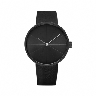 520 Le Tourne-disque Cadran D'art Simple Bracelet En Cuir Montre À Quartz Décontractée Pour Hommes