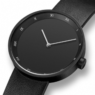 521 Simple Grand Cadran Pu Bande De Cuir Étanche Hommes Montre À Quartz