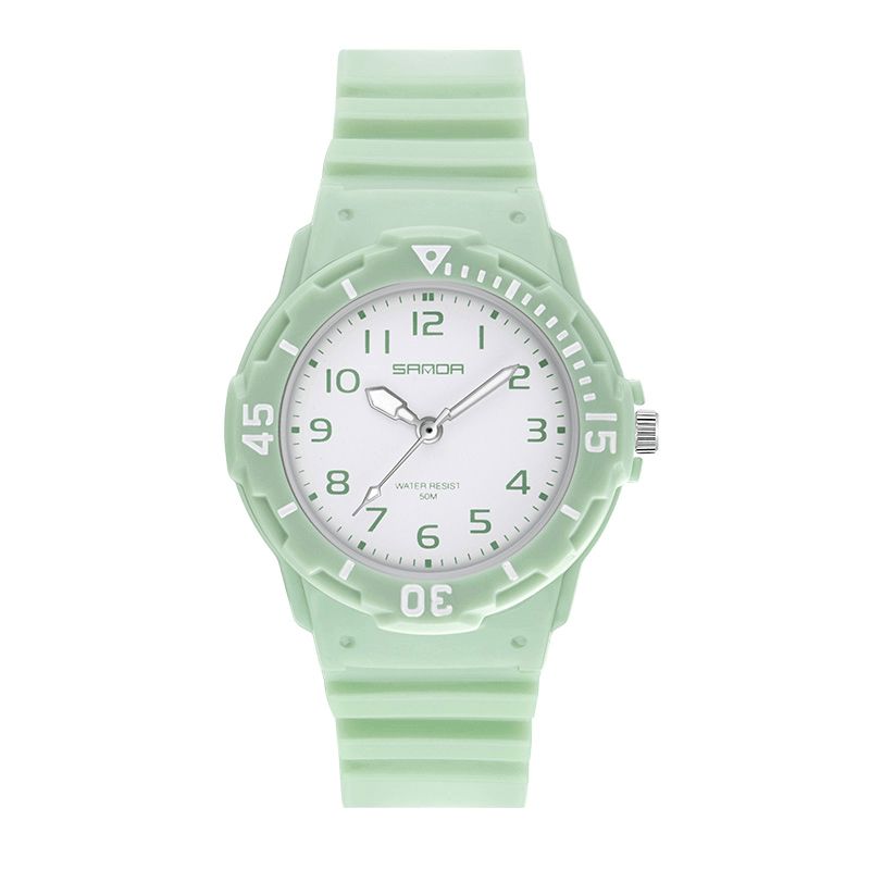 6011 Montre À Quartz Ultra Légère Pour Femme Avec Bracelet En Silicone De Couleur Fraîche