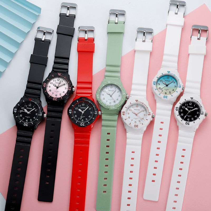 6011 Montre À Quartz Ultra Légère Pour Femme Avec Bracelet En Silicone De Couleur Fraîche