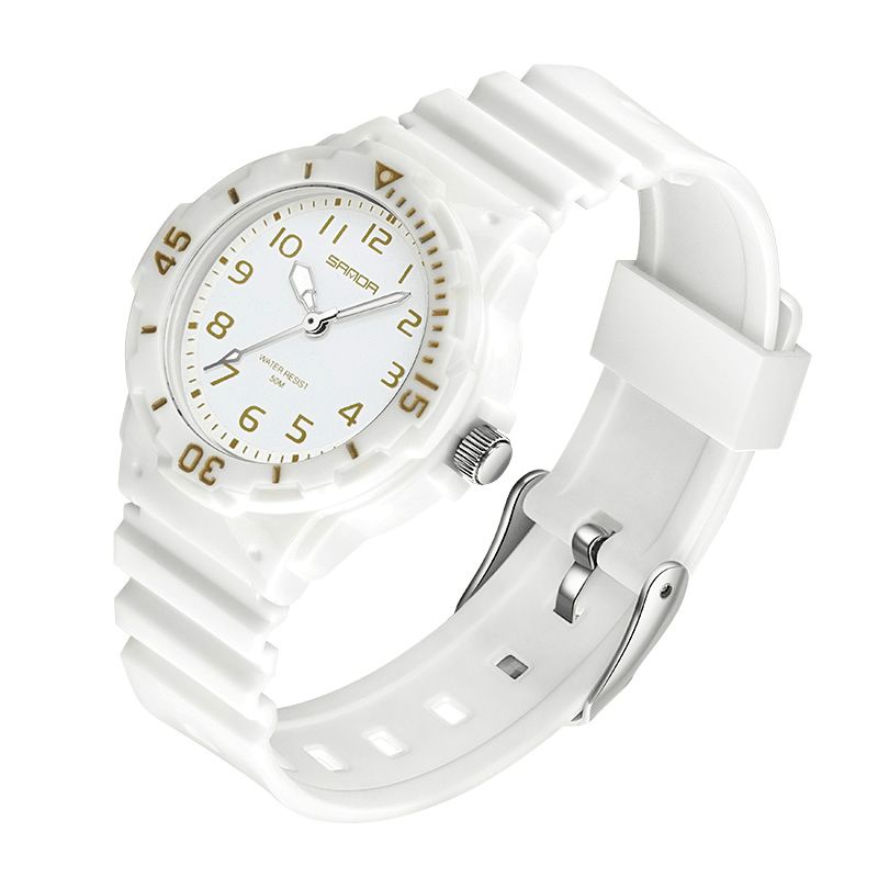 6011 Montre À Quartz Ultra Légère Pour Femme Avec Bracelet En Silicone De Couleur Fraîche