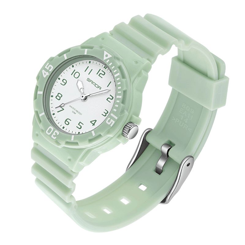 6011 Montre À Quartz Ultra Légère Pour Femme Avec Bracelet En Silicone De Couleur Fraîche