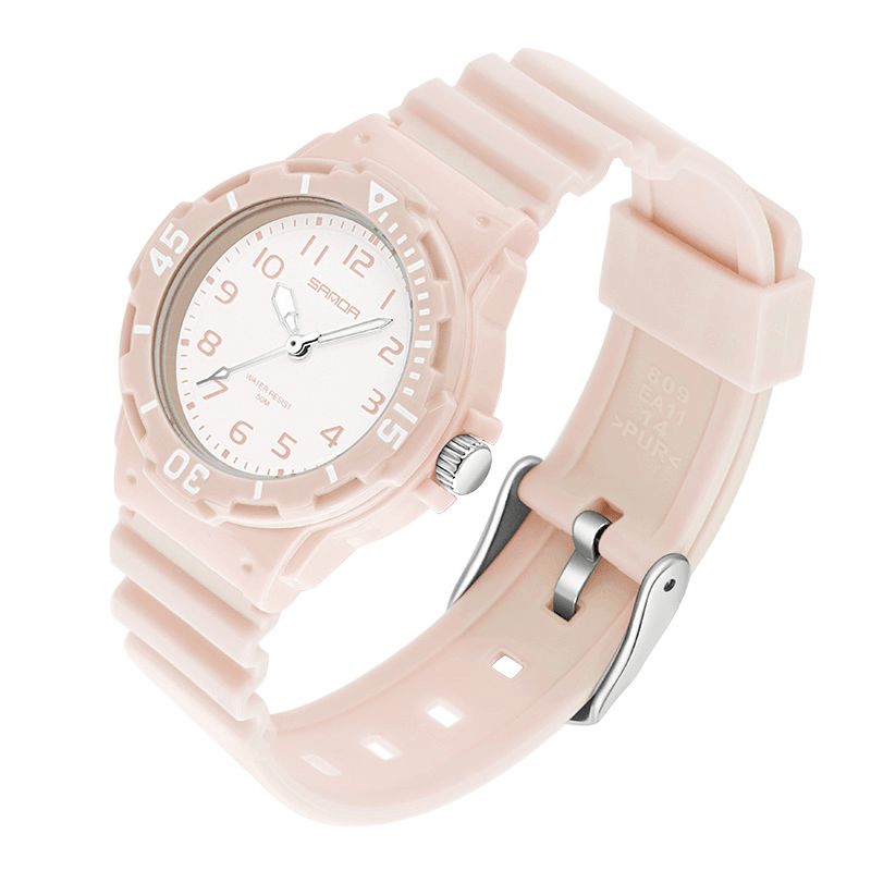 6011 Montre À Quartz Ultra Légère Pour Femme Avec Bracelet En Silicone De Couleur Fraîche