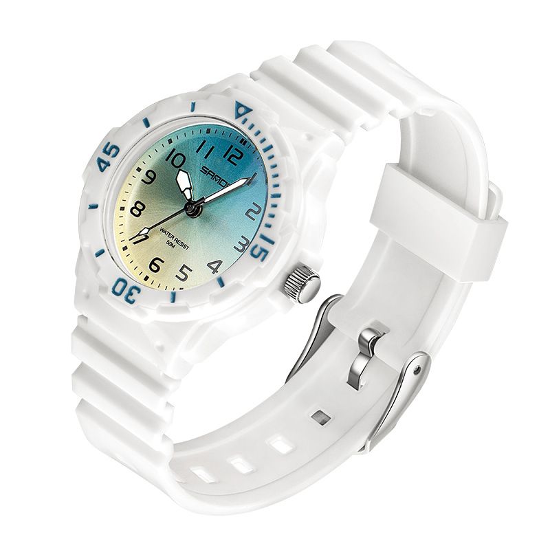 6011 Montre À Quartz Ultra Légère Pour Femme Avec Bracelet En Silicone De Couleur Fraîche