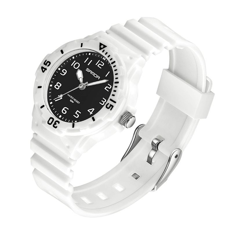 6011 Montre À Quartz Ultra Légère Pour Femme Avec Bracelet En Silicone De Couleur Fraîche