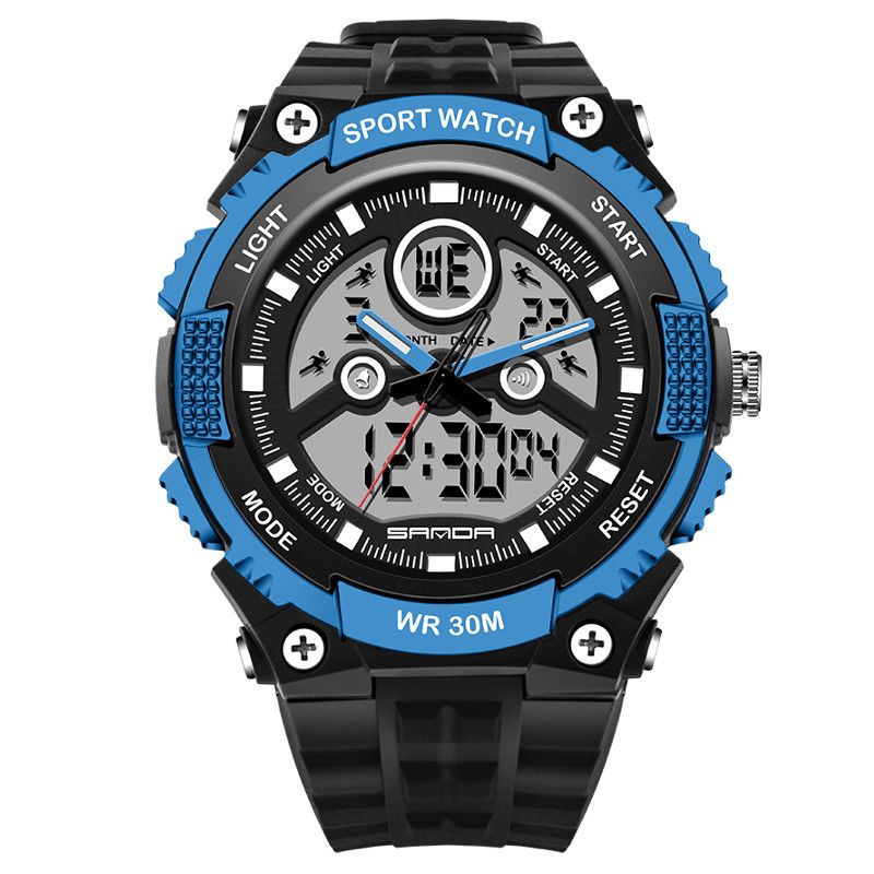 709 Double Affichage 30m Étanche Sports De Plein Air Mode Militaire Led Montre Numérique