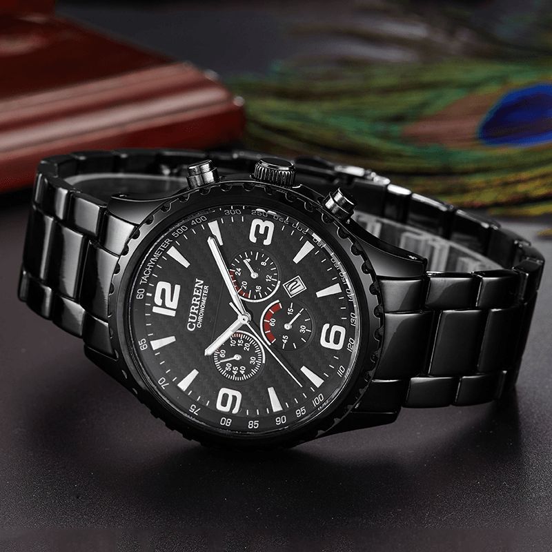 8056 Full Steel Business Style Hommes Montre-bracelet Étanche Montres À Quartz