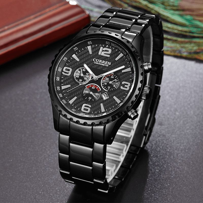 8056 Full Steel Business Style Hommes Montre-bracelet Étanche Montres À Quartz