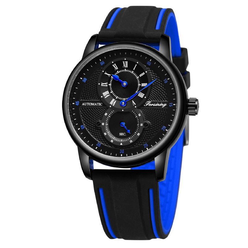 8203 Sport Décontracté Cadran Multifonction Bracelet En Silicone Hommes 3atm Étanche Montre Mécanique Automatique