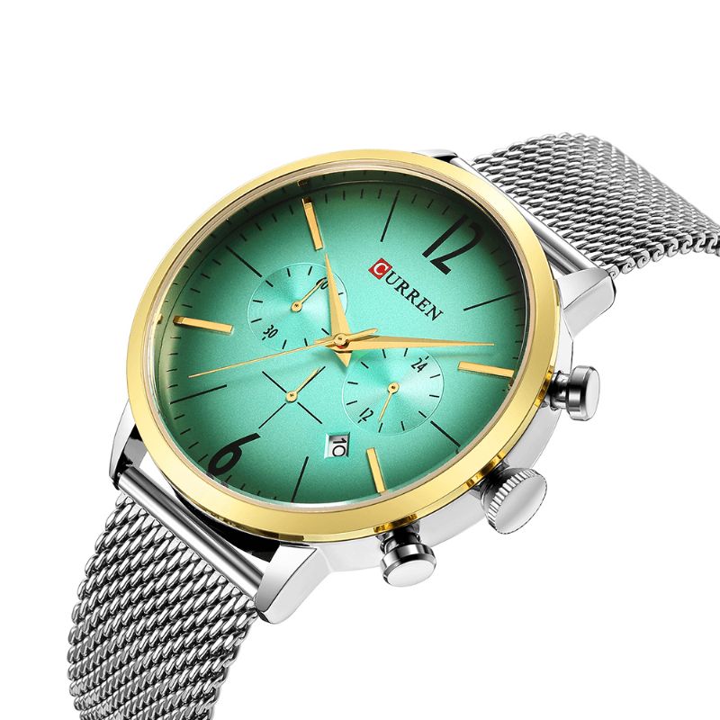 8313 Hommes Horloge En Acier Inoxydable Casual Date Montre À Quartz Étanche