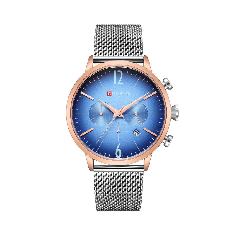 8313 Hommes Horloge En Acier Inoxydable Casual Date Montre À Quartz Étanche