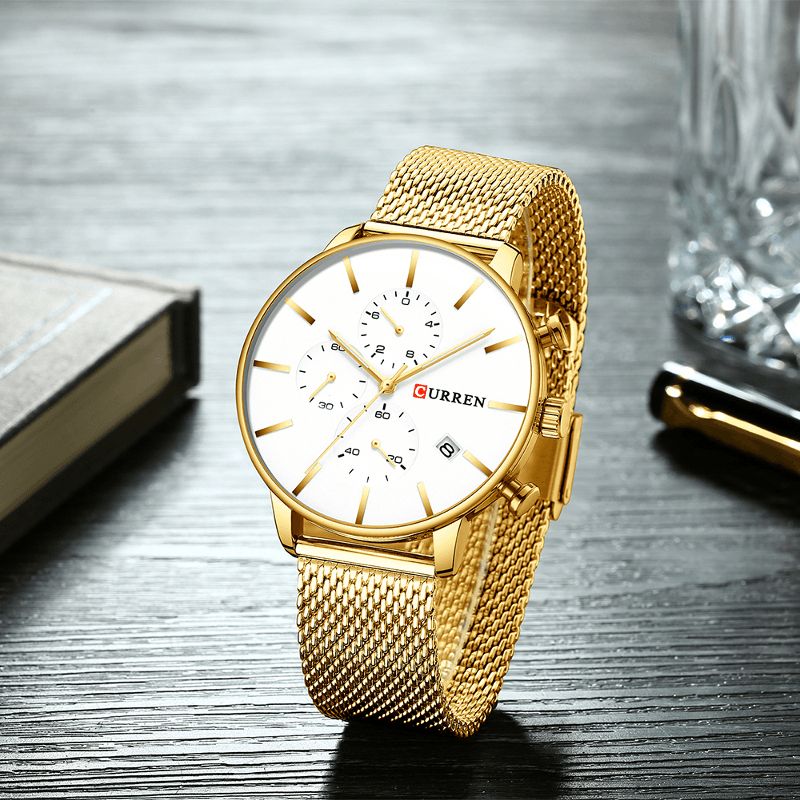 8339 Mode Hommes D'affaires Montre Lumière Luxe Étanche Grand Cadran Quartz Montre