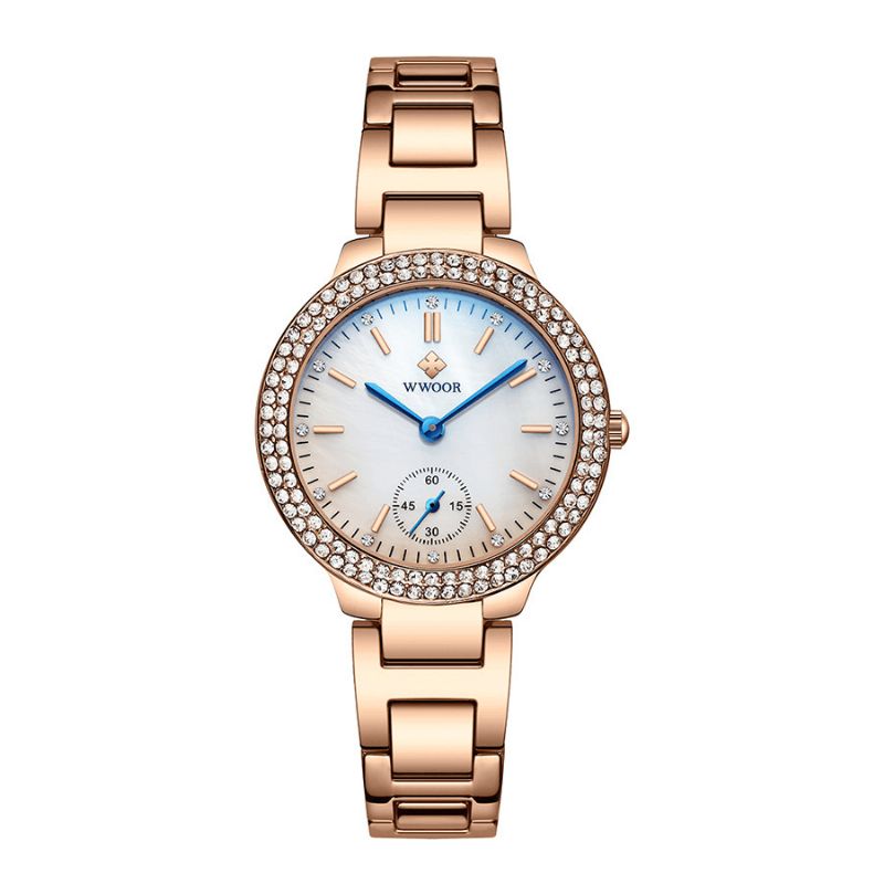 8854 Montre-bracelet En Cristal Pour Femme Avec Bracelet En Acier Inoxydable Montres À Quartz