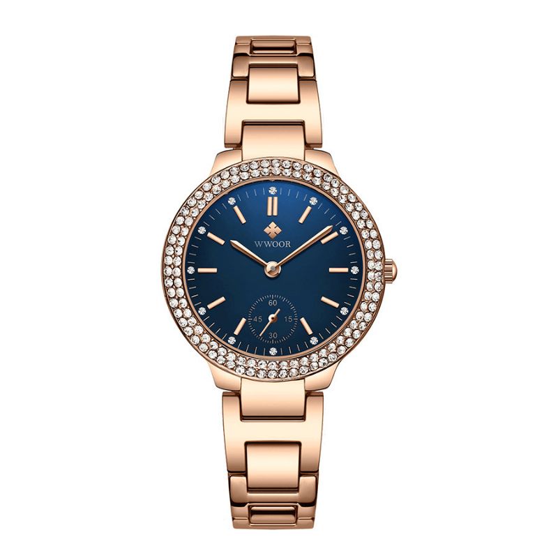 8854 Montre-bracelet En Cristal Pour Femme Avec Bracelet En Acier Inoxydable Montres À Quartz