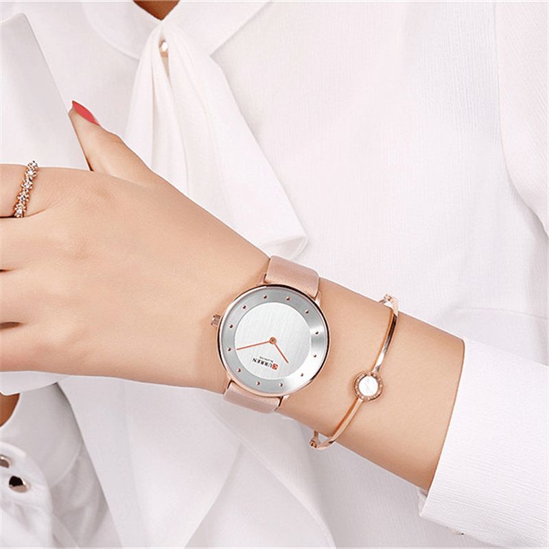 9033 Cadran Ultra Mince Cas Style Décontracté Montre À Quartz Bracelet En Cuir Femmes D'affaires Montre