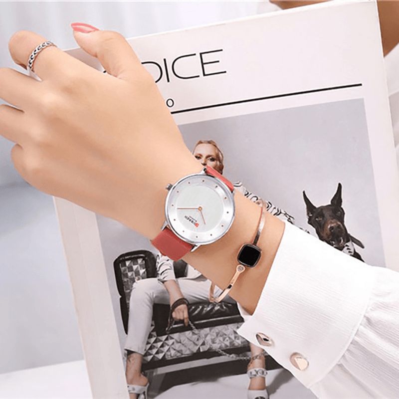 9033 Mode Décontractée Affichage De L'heure Bracelet En Cuir Pu Femmes Montre À Quartz