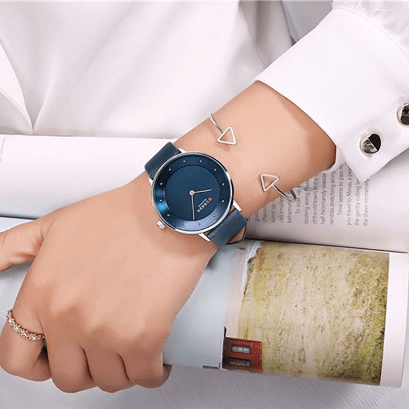 9033 Mode Décontractée Affichage De L'heure Bracelet En Cuir Pu Femmes Montre À Quartz