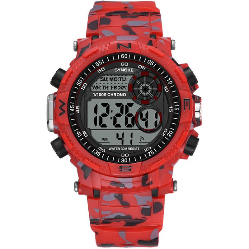 9033 Sport Hommes Montre Étanche Lumineux Date Semaine Affichage Camouflage Extérieur Montre Numérique