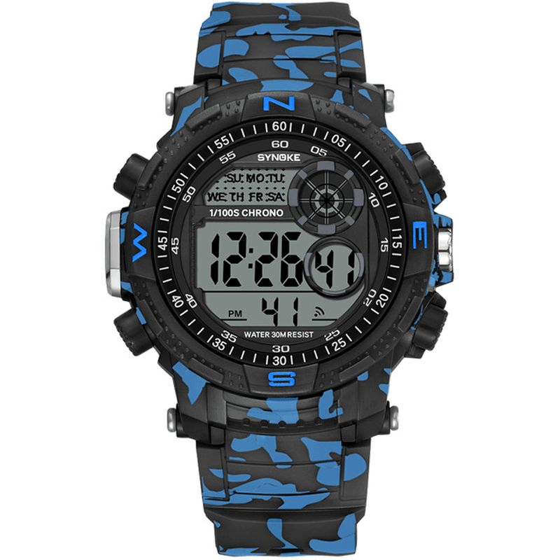 9033 Sport Hommes Montre Étanche Lumineux Date Semaine Affichage Camouflage Extérieur Montre Numérique