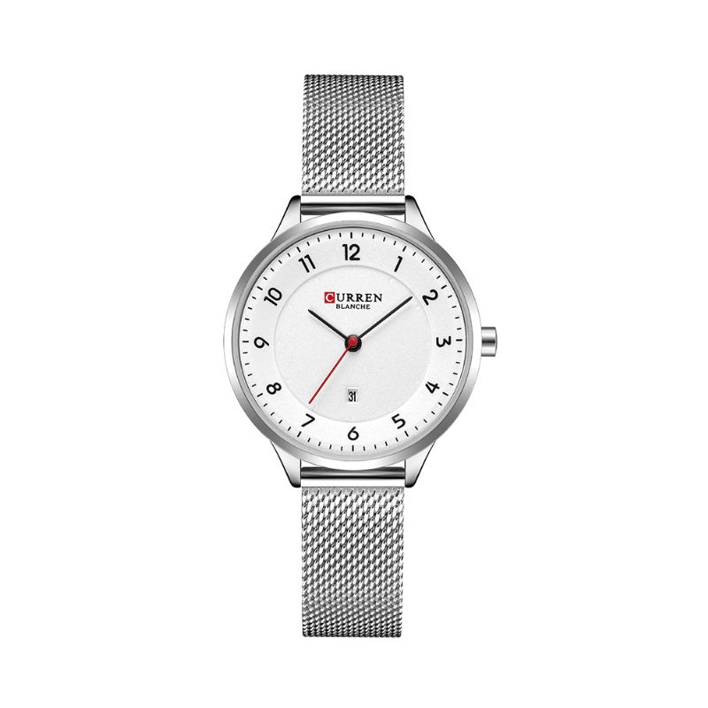 9035 Affichage De La Date Conception Simple Femmes Montre-bracelet Pleine Montre À Quartz En Acier