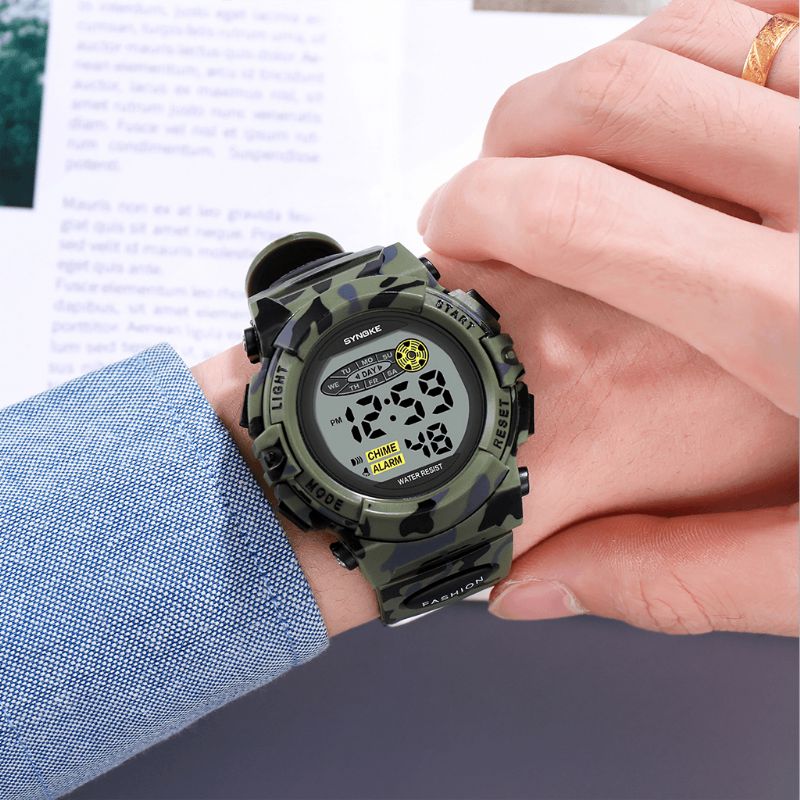 9035 Enfants Led Coloré Lumineux Camouflage Sport Montre Numérique