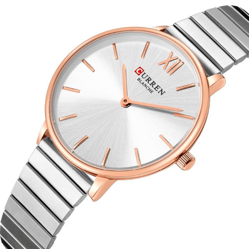 9040 Montre-bracelet Pour Dames De Style Décontracté À La Mode Pleine Bande D'acier Montres À Quartz Ultra Minces