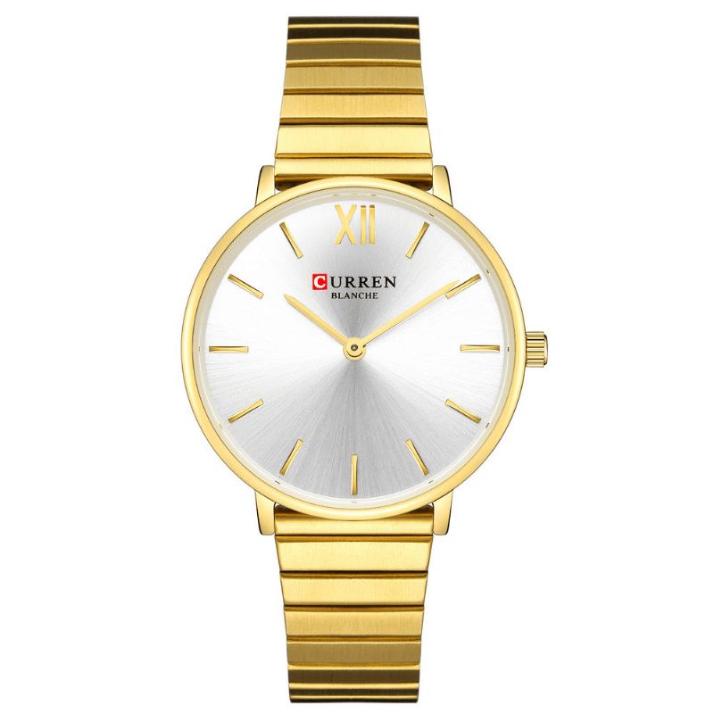 9040 Montre-bracelet Pour Dames De Style Décontracté À La Mode Pleine Bande D'acier Montres À Quartz Ultra Minces