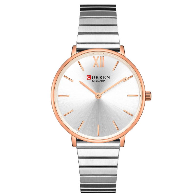 9040 Montre-bracelet Pour Dames De Style Décontracté À La Mode Pleine Bande D'acier Montres À Quartz Ultra Minces