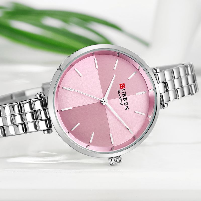 9043 Montre-bracelet Pour Dames De Style Simple En Acier Inoxydable Montres À Quartz