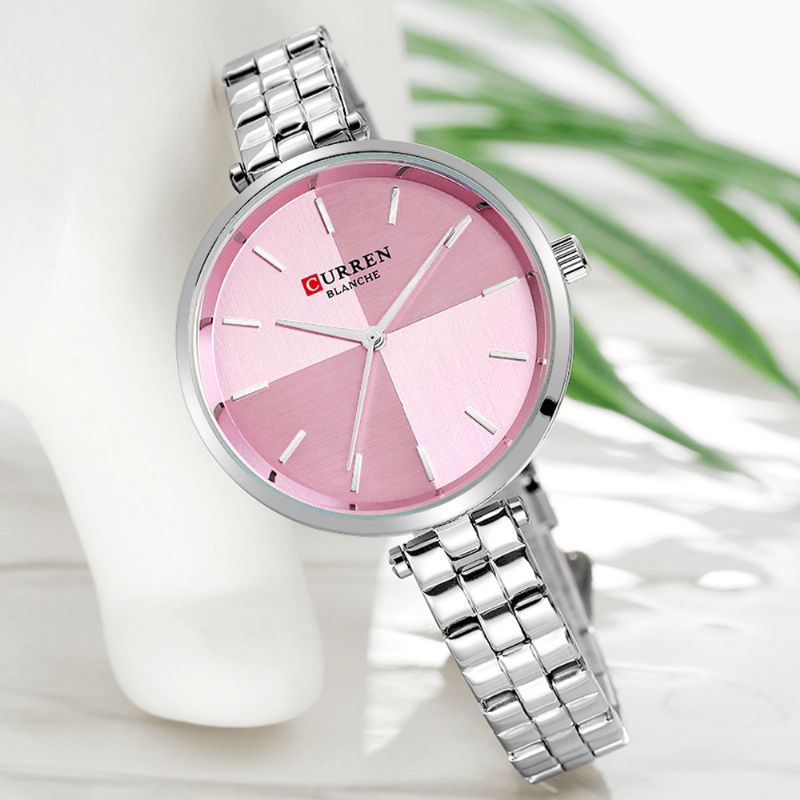 9043 Montre-bracelet Pour Dames De Style Simple En Acier Inoxydable Montres À Quartz