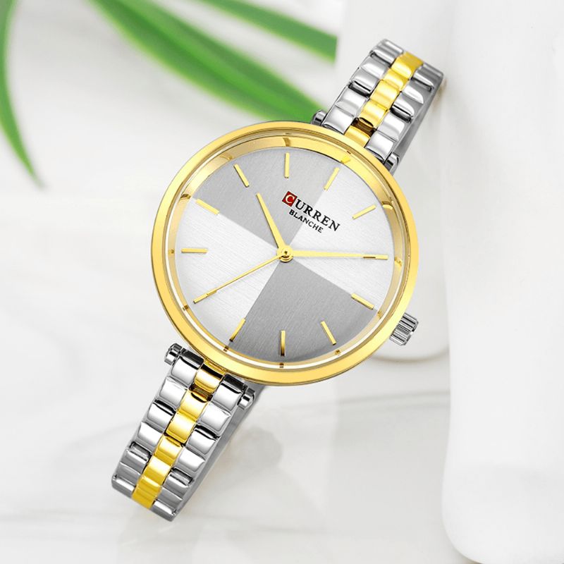 9043 Montre-bracelet Pour Dames De Style Simple En Acier Inoxydable Montres À Quartz