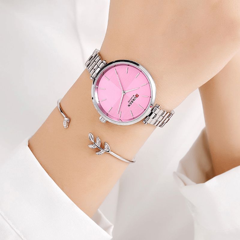 9043 Montre-bracelet Pour Dames De Style Simple En Acier Inoxydable Montres À Quartz