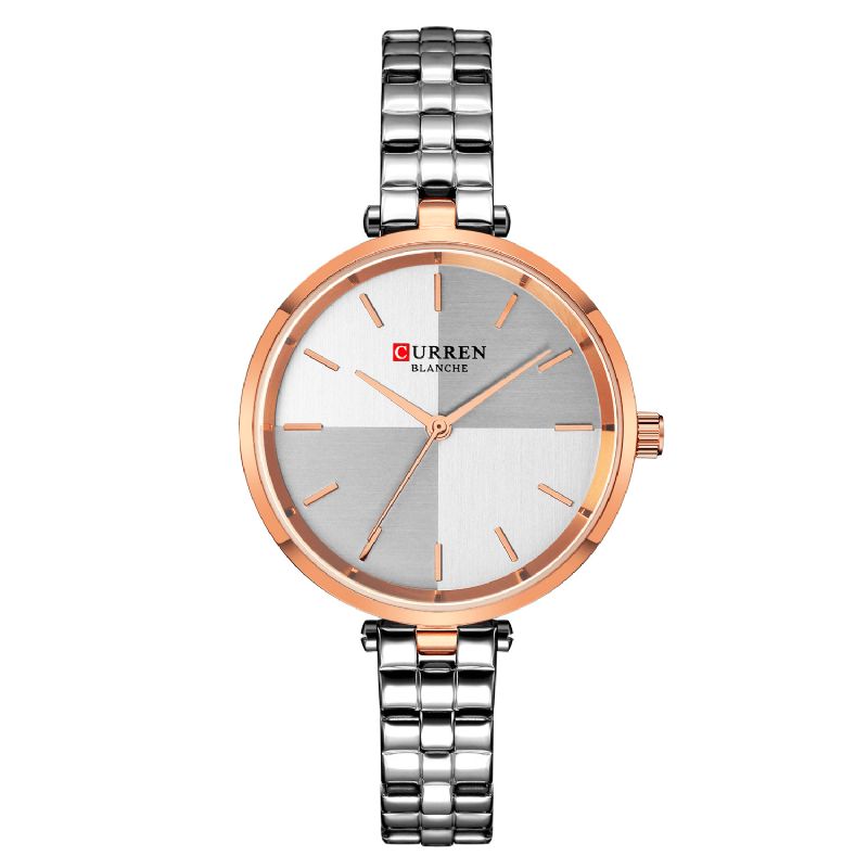 9043 Montre-bracelet Pour Dames De Style Simple En Acier Inoxydable Montres À Quartz