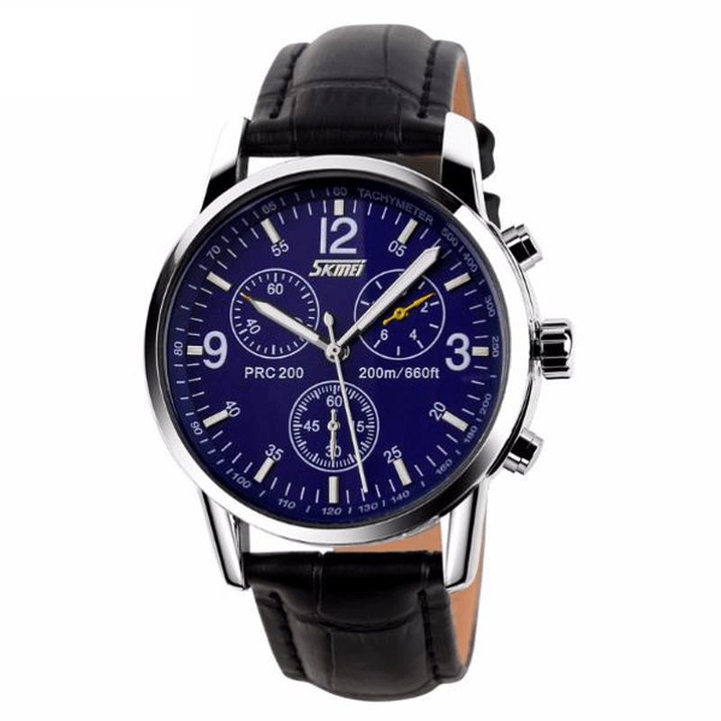 9070 Mode Hommes Montre À Quartz Casual Acier Montre-bracelet D'affaires