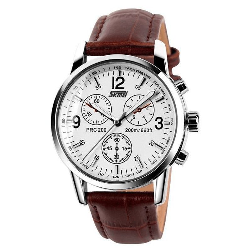 9070 Mode Hommes Montre À Quartz Casual Acier Montre-bracelet D'affaires