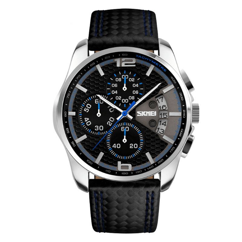 9106 5atm Étanche Sport Hommes Montre Calendrier Fonction Chronomètre Quartz Montre