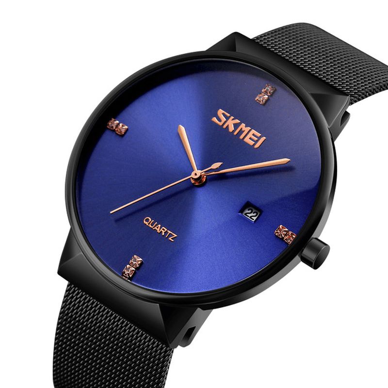 9164 Montre À Quartz Ultra Mince En Acier Inoxydable Pour Hommes