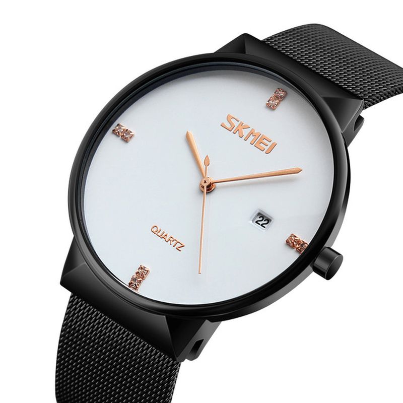 9164 Montre À Quartz Ultra Mince En Acier Inoxydable Pour Hommes