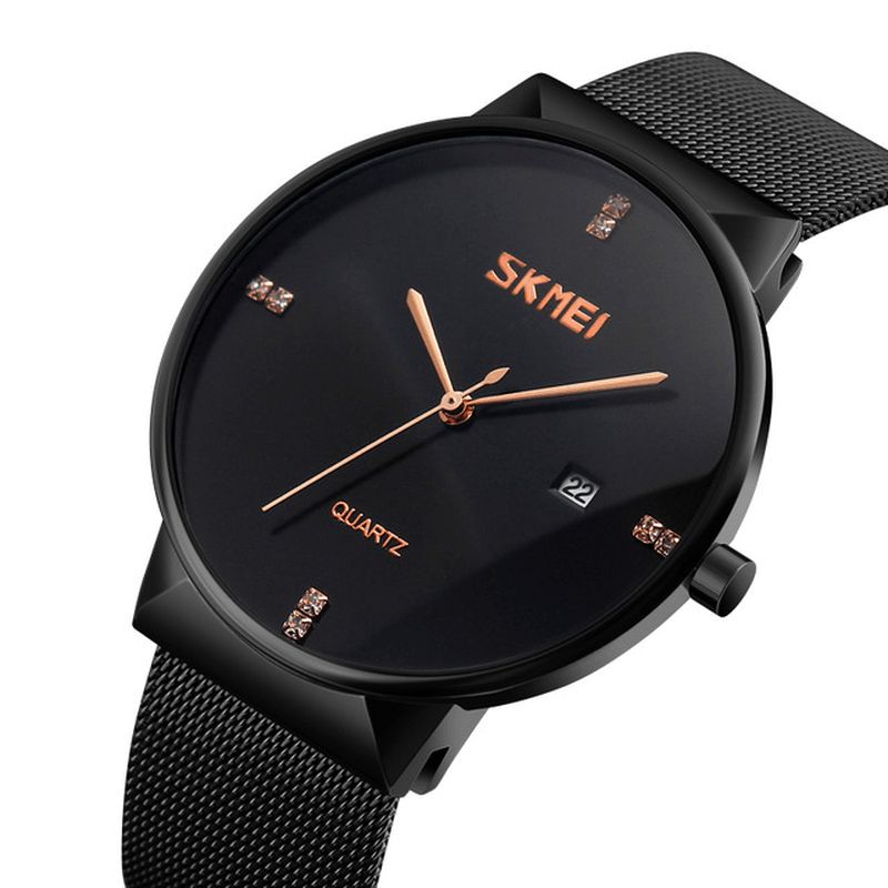 9164 Montre À Quartz Ultra Mince En Acier Inoxydable Pour Hommes