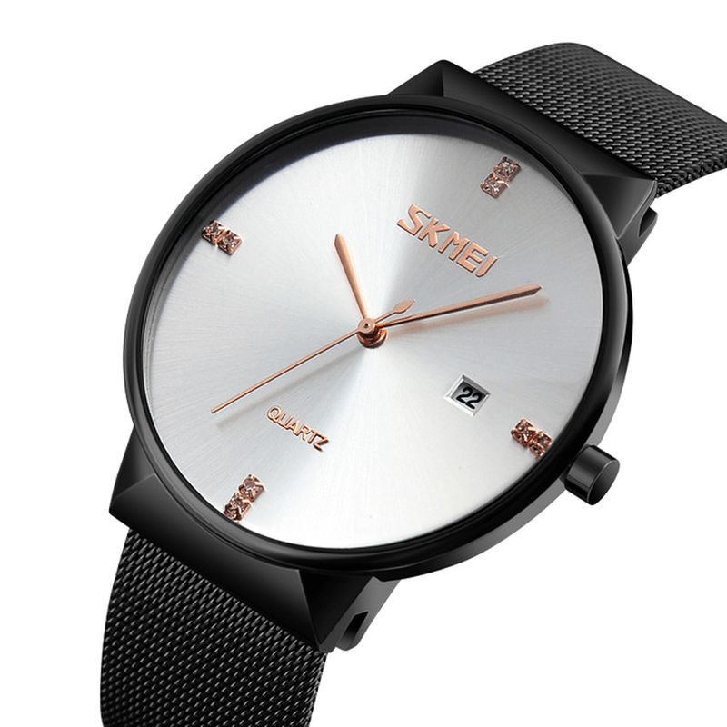 9164 Montre À Quartz Ultra Mince En Acier Inoxydable Pour Hommes