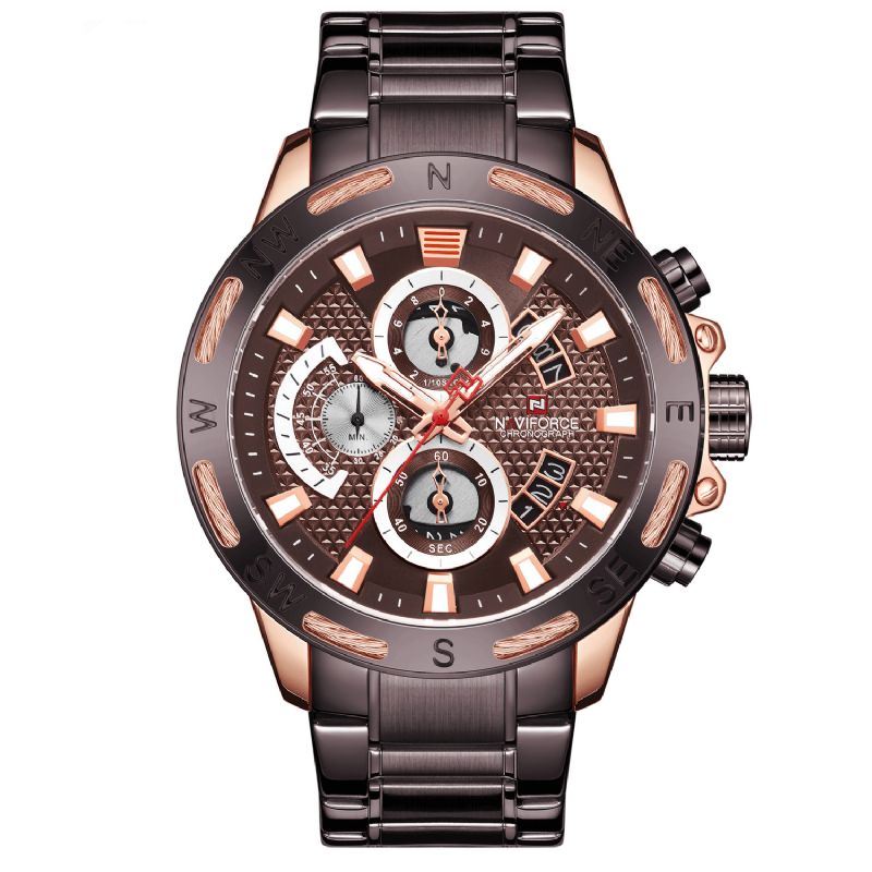 9165 Chronographe Business Style Hommes Montre Affichage Lumineux Montre À Quartz